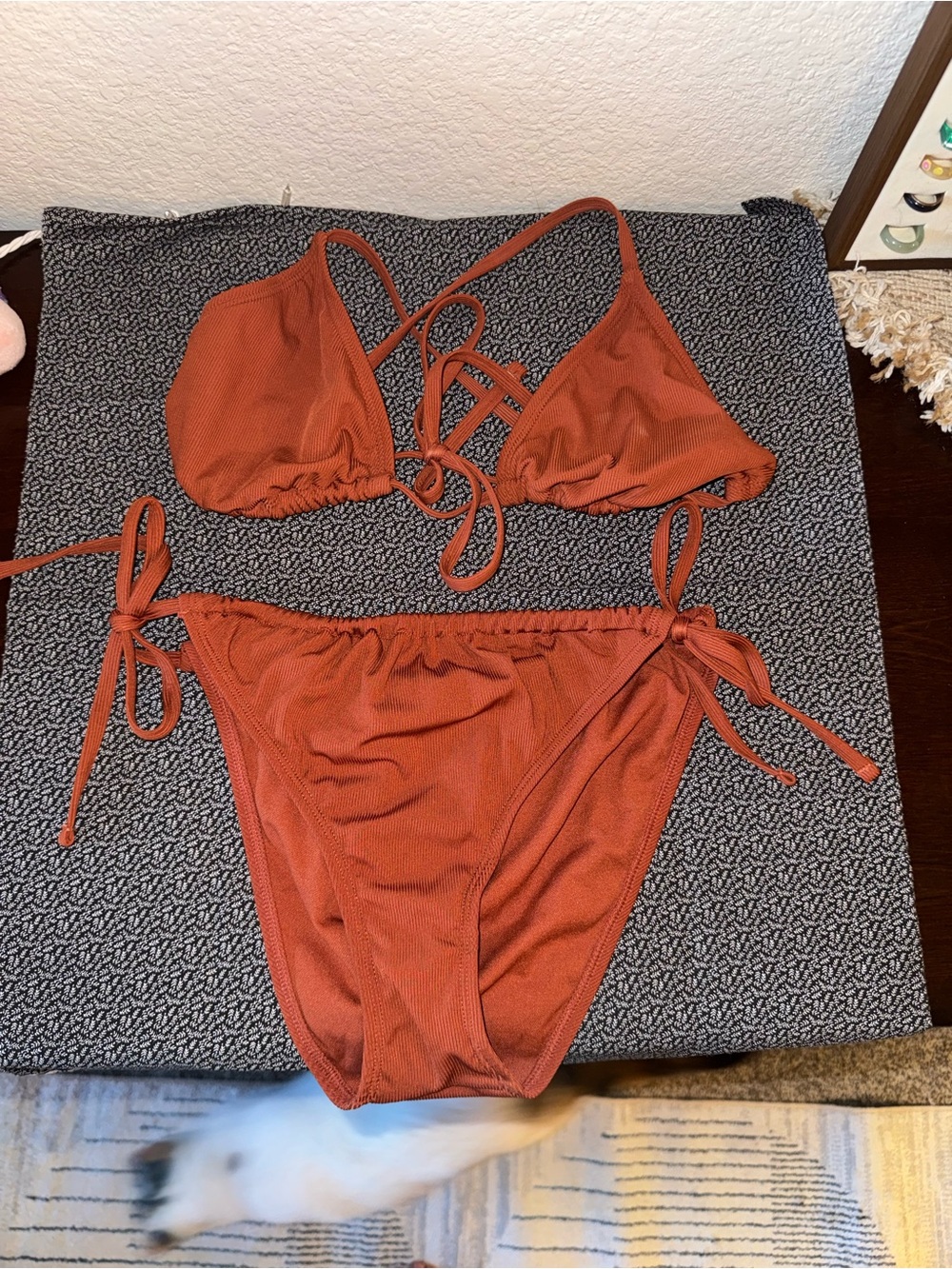 Shade & Shore Rust Triangle Tie-Side Bikini Set